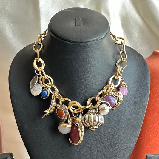 Opal Charm Metal Neckpiece