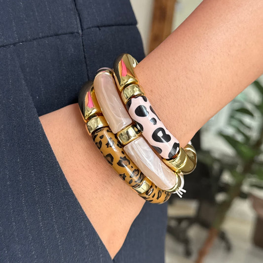 Leopard Luxe Resin Retro Acrylic Bracelet
