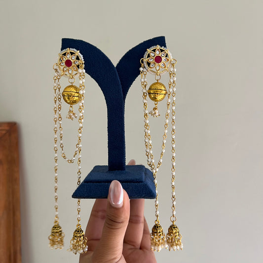 Ruby Floral Multi-Chain Earrings