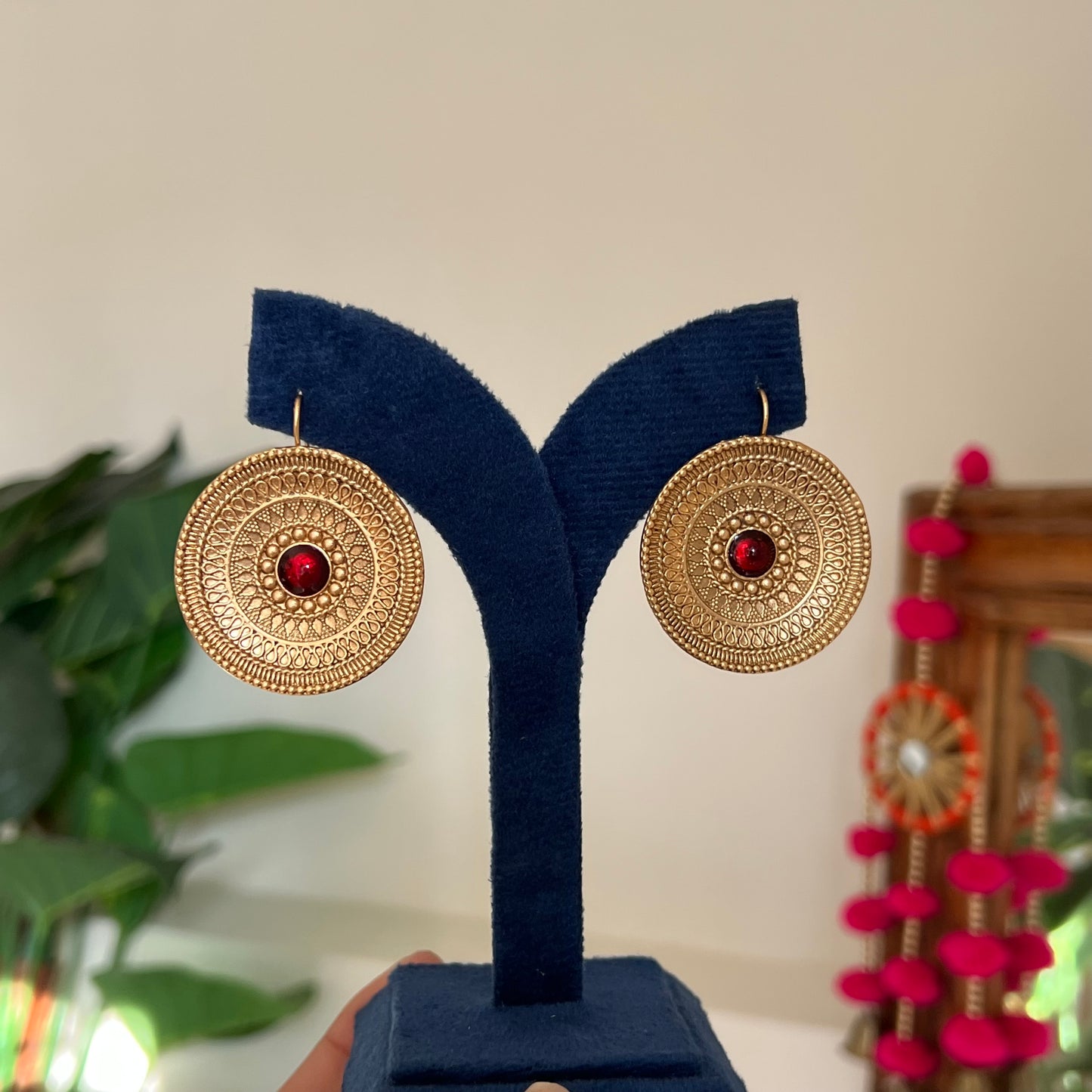 Surya Mandala Brass Earrings