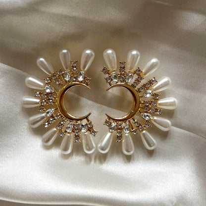 Celeste Pearl & Rhinestone Metal Studs