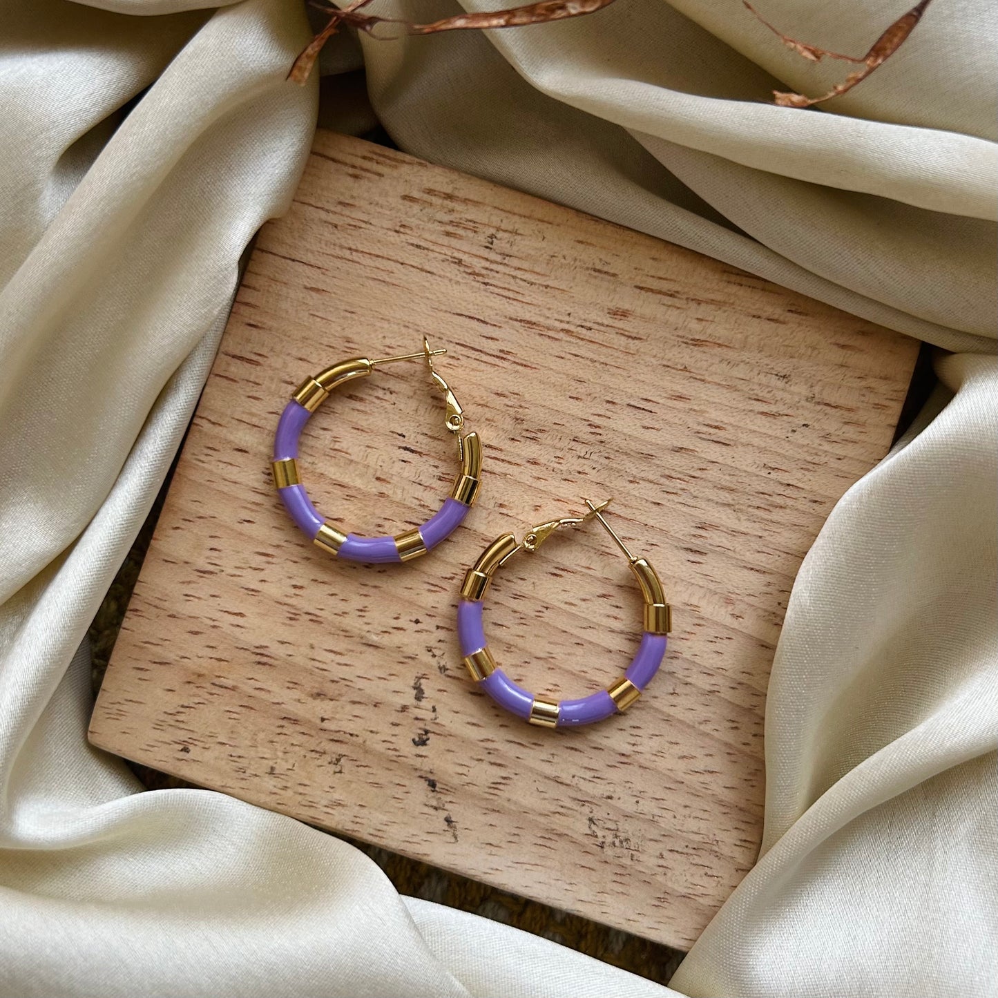 Elsa Lilac Gold Metal Earrings