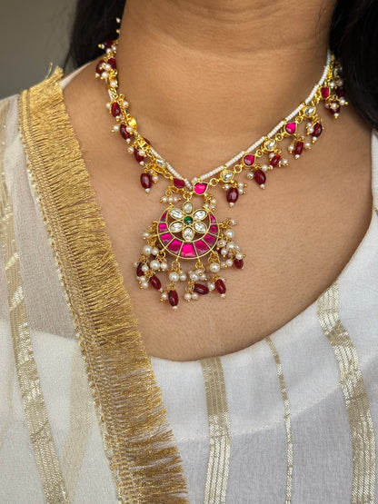 Begum Ruby Kundan Pearl Necklace Set
