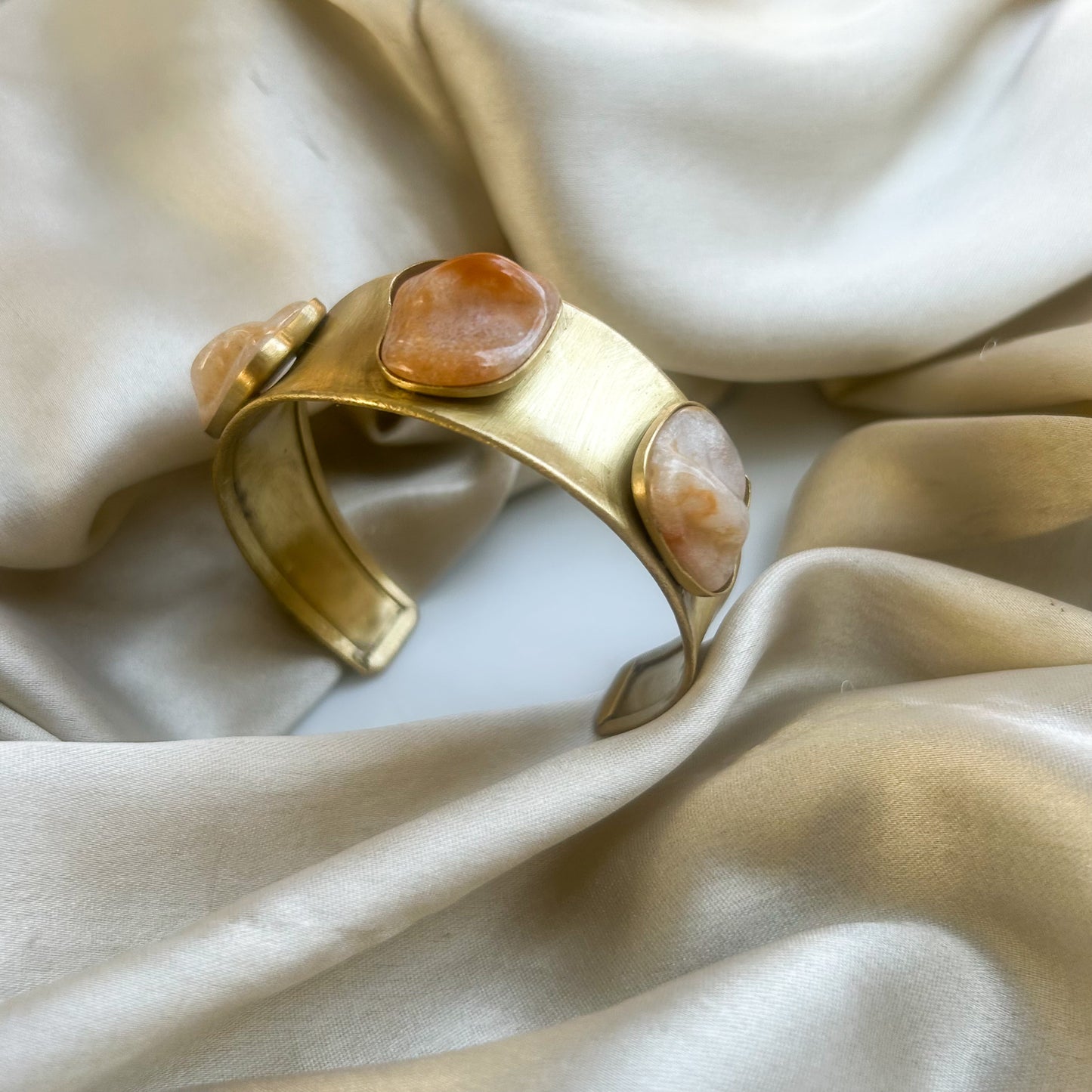 Regal Stone Handmade Brass Cuff