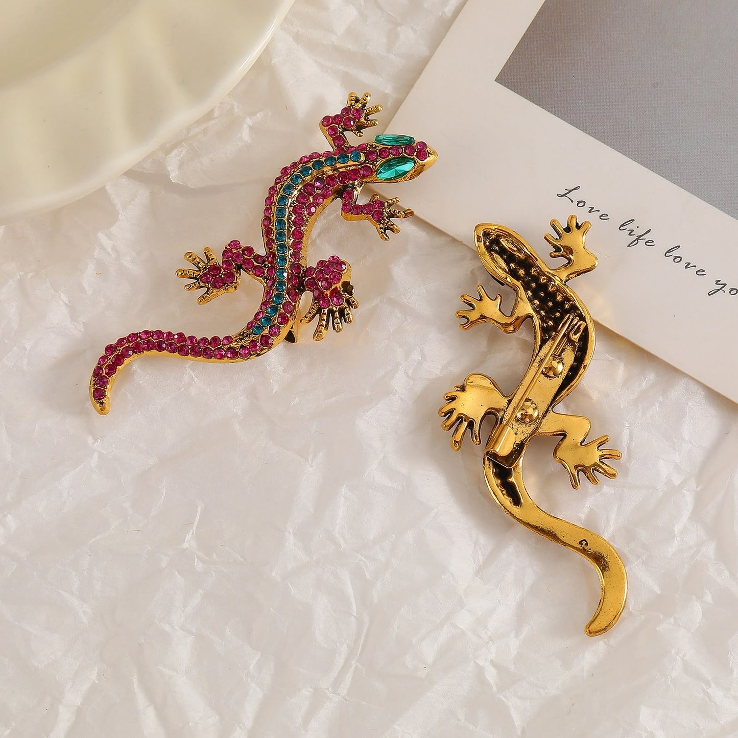 Pink Lizard Brooch