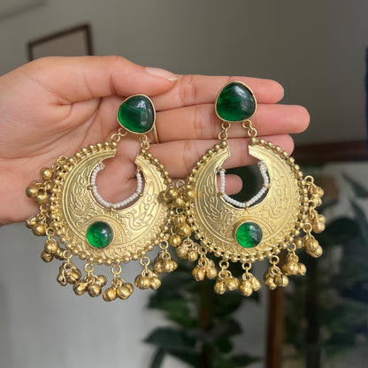 Emerald Chandrika Gold Earrings