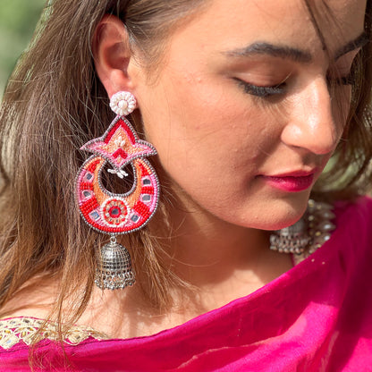 Sajni Handmade Beaded Chaandbali Jhumki