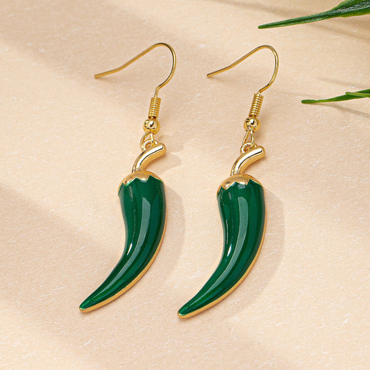 Green Mirchi Metal Earrings