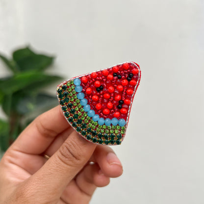 Watermelon Handmade Beaded Brooch