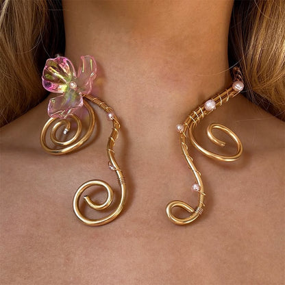 Floral Spiral Statement Choker