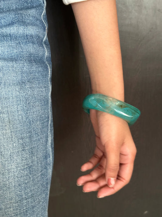 Green Square Resin Bangle