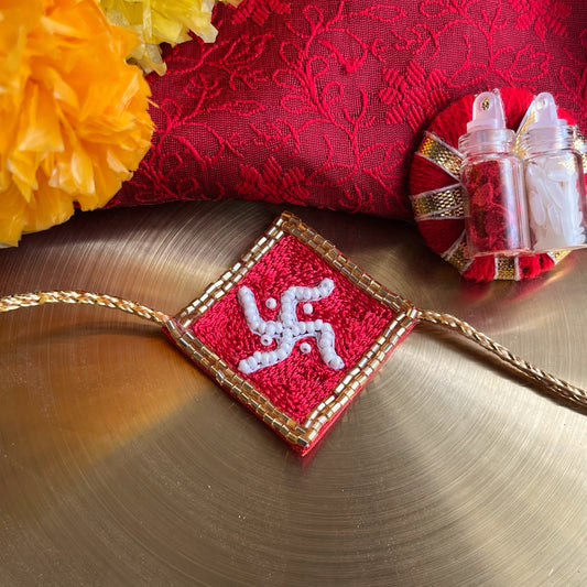 Swastik Handmade Beaded Rakhi
