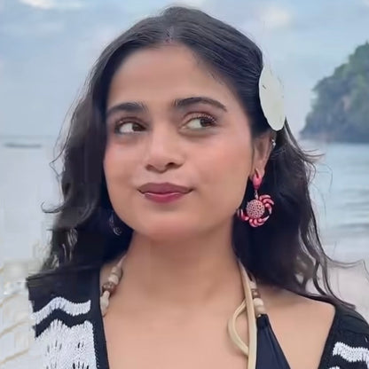 Coral Crab Statement Earrings