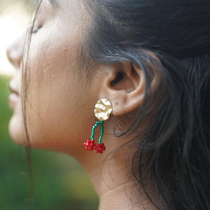 Cherry Blossom Handmade Beaded Earrings