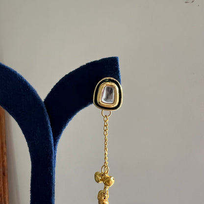 Kundan Meenakari Long Chain Earrings