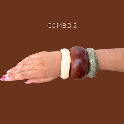 Earthly Brown Wooden Bangle Combo