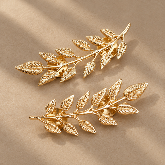 Golden Leaf Collar Brooch Set