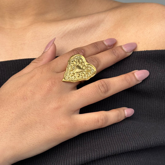 Smush Heart Gold Ring