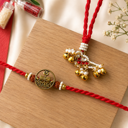Mahakal Bhai-Bhabhi Rakhi & Lumba Set