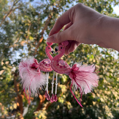 Flaming pink Handmade beaded Earring