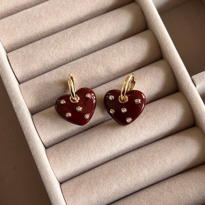Burgundy Heart Hoops