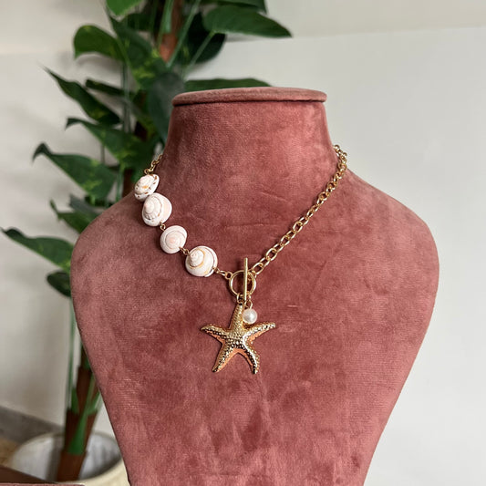 Shell Charm Metal Neckpiece