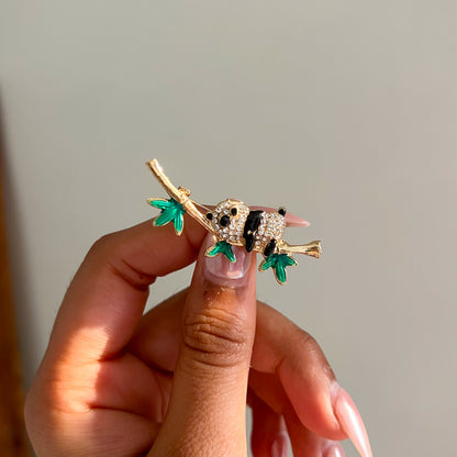 Panda Perch Brooch