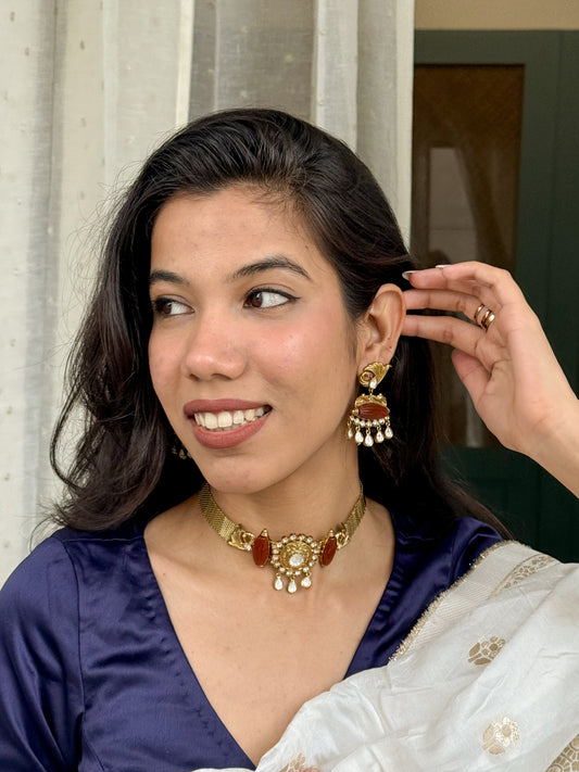 Malika Antique Kundan Necklace Set