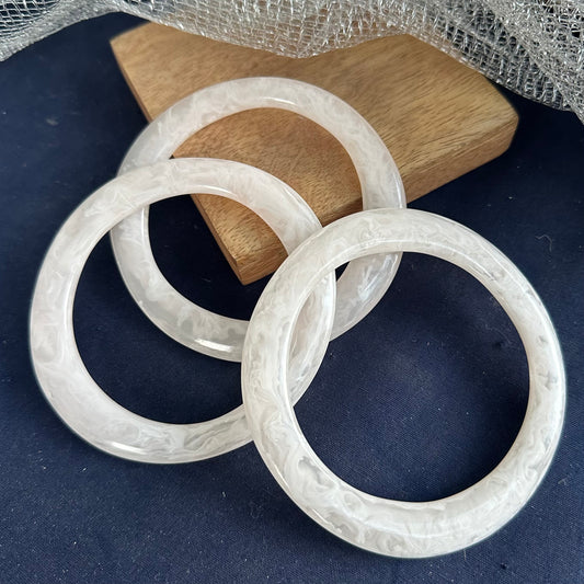 Asymmetrical White Resin Bangle ( Single)