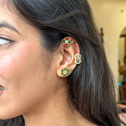 Phoolkari Kundan Ear Cuffs