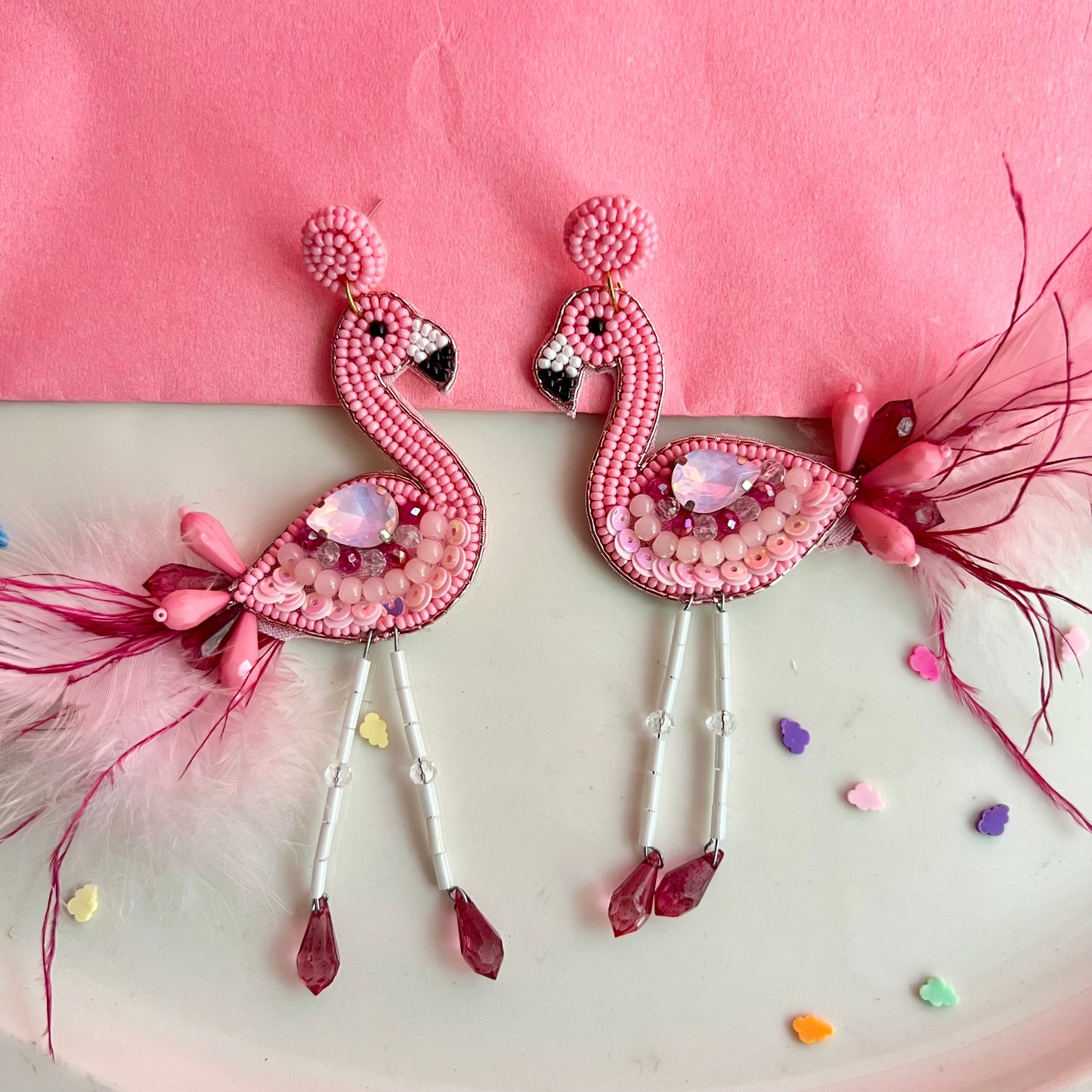 Flaming pink Handmade beaded Earring