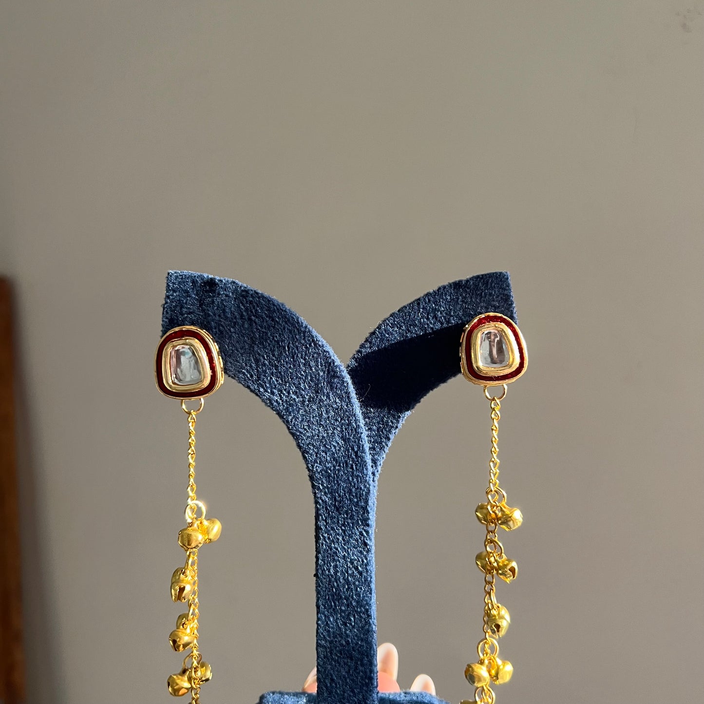Kundan Meenakari Long Chain Earrings