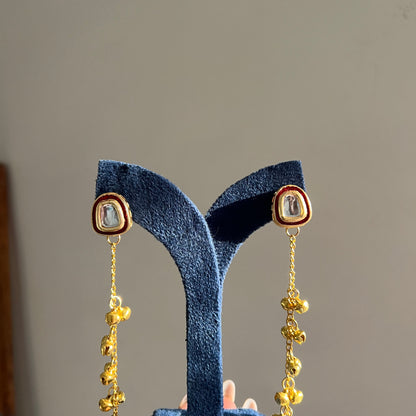 Kundan Meenakari Long Chain Earrings