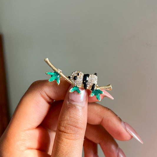 Panda Perch Brooch
