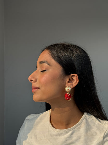 Helen Red+Gold Drop Earring