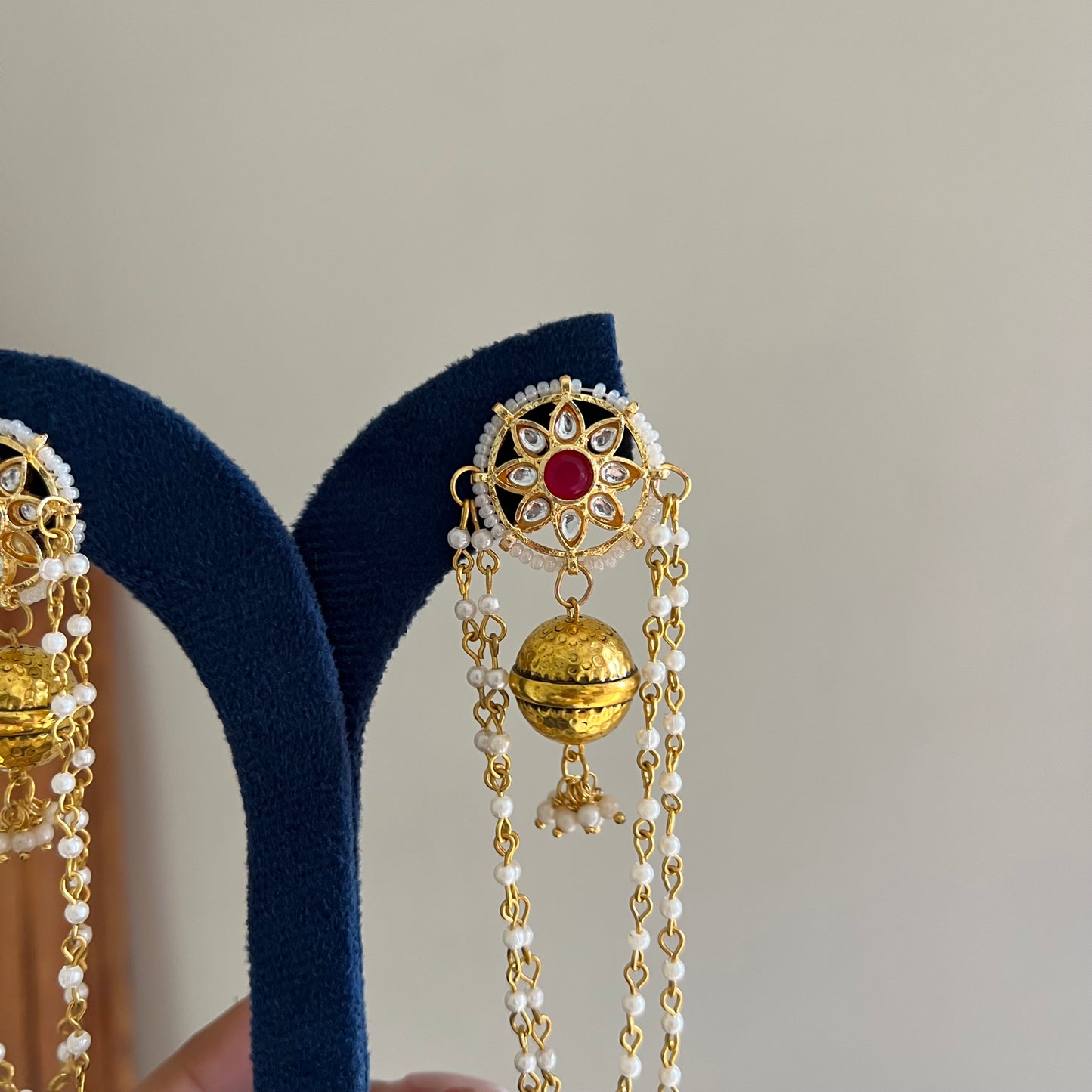 Ruby Floral Multi-Chain Earrings