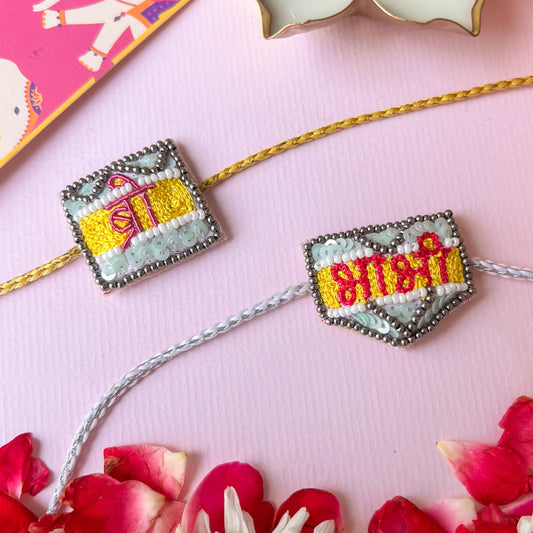 Bro Bhabhi Handmade Beaded Rakhi