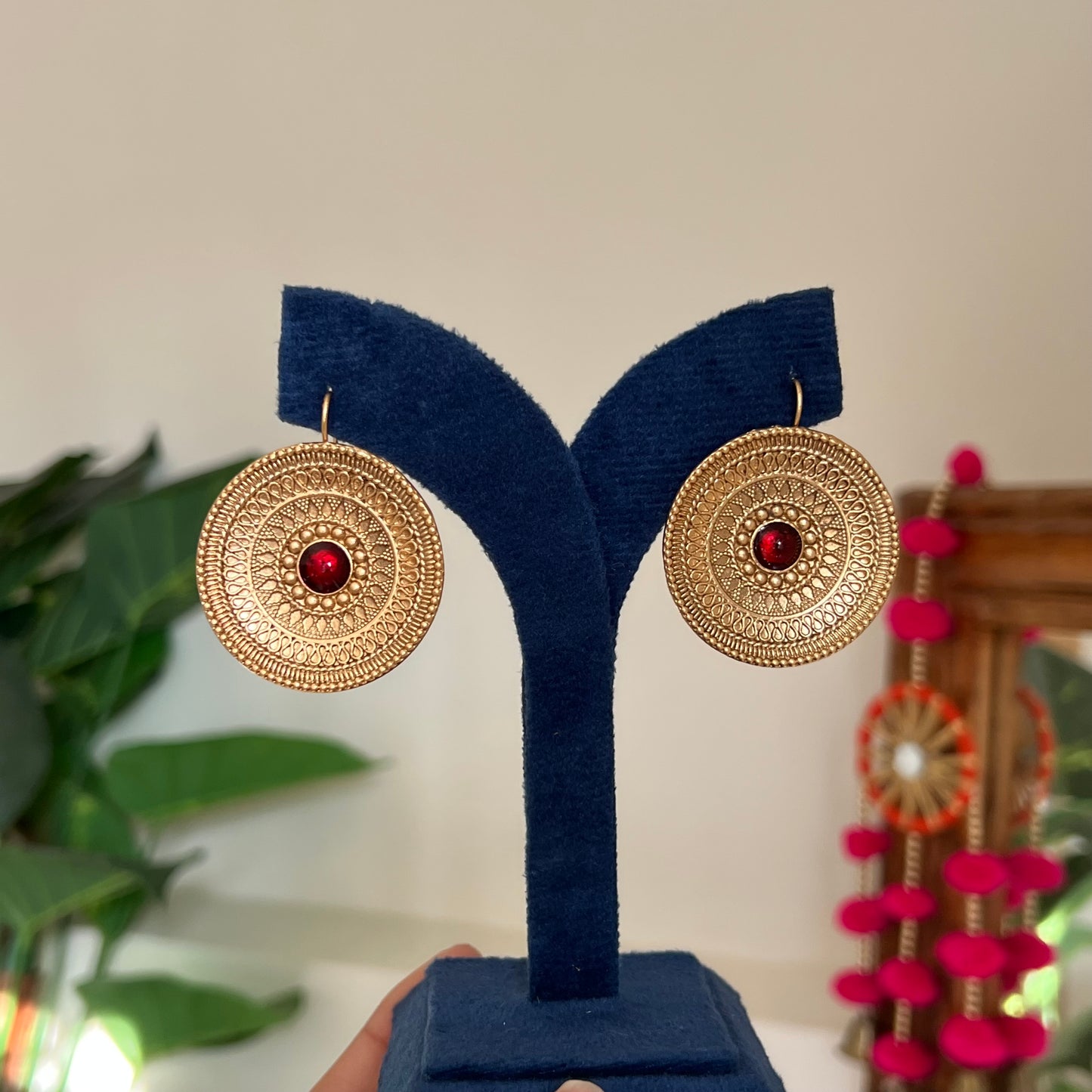 Surya Mandala Brass Earrings
