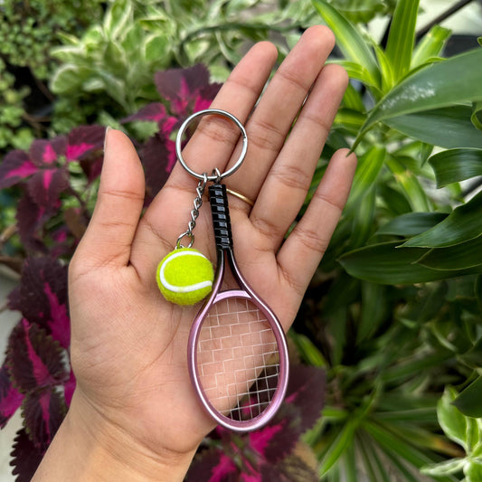 Mini Tennis and Ball Keychain