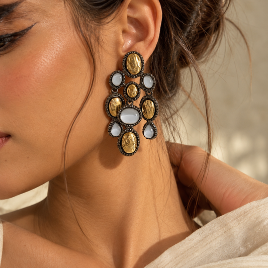 Golden Mosaic Drop Earrings
