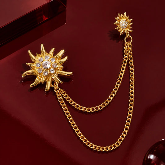 Sun Stone Chain Brooch