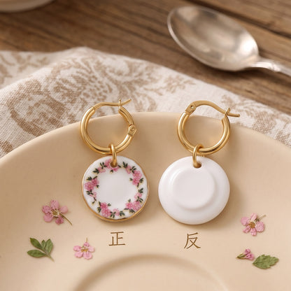 Floral Porcelain Hoop Earrings