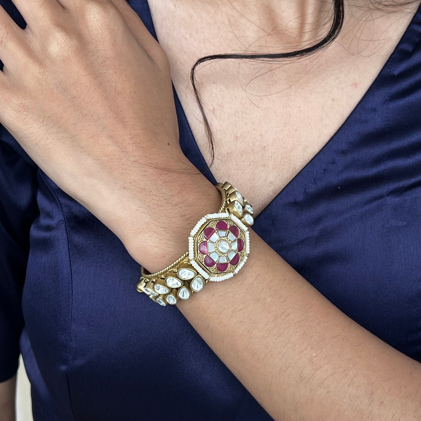 Rangrez Floral Kundan HandCuff