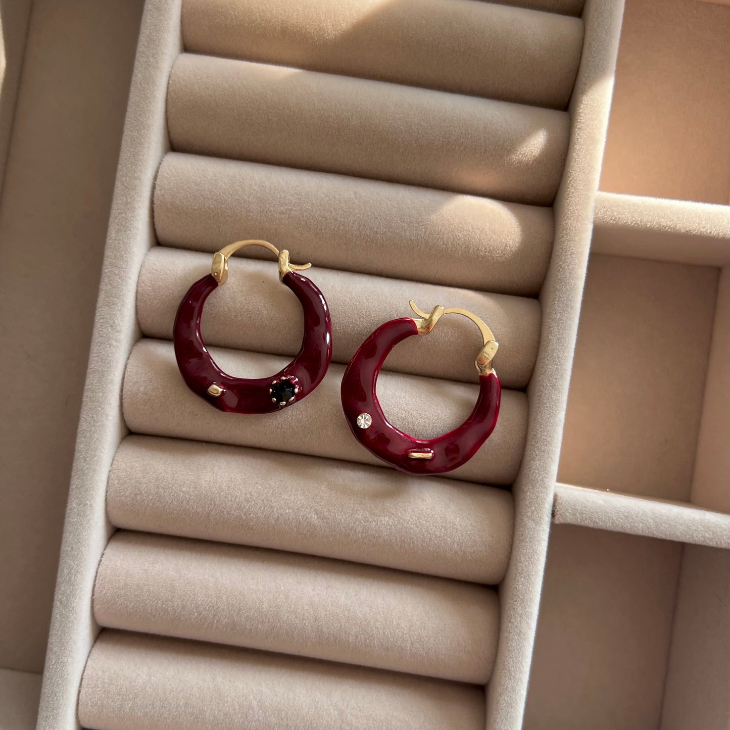 Chunky Red Hoops Earring