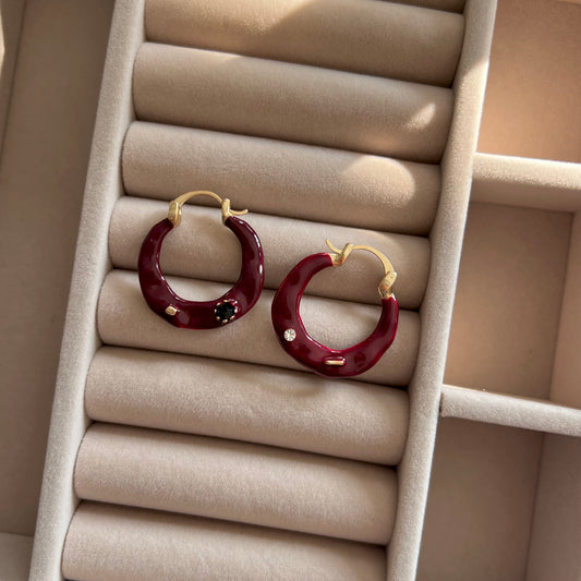 Chunky Red Hoops Earring