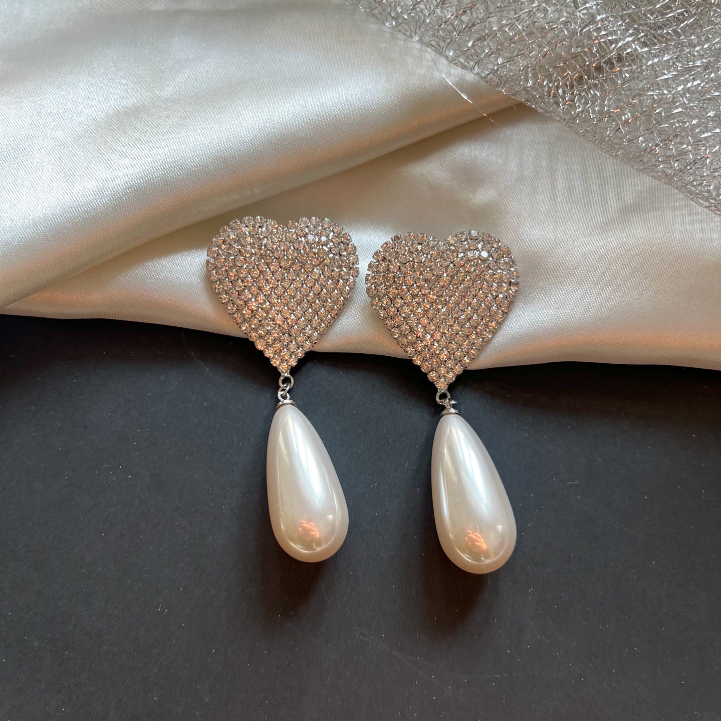 Crystal Heart Opera Earrings