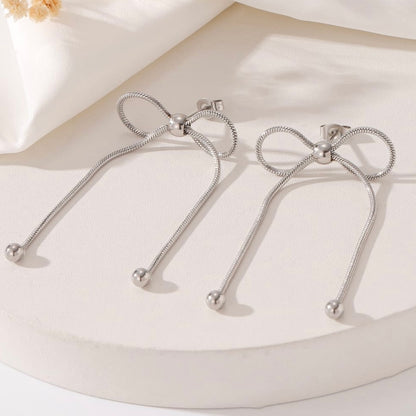 Pookie Bow Silver Earrings