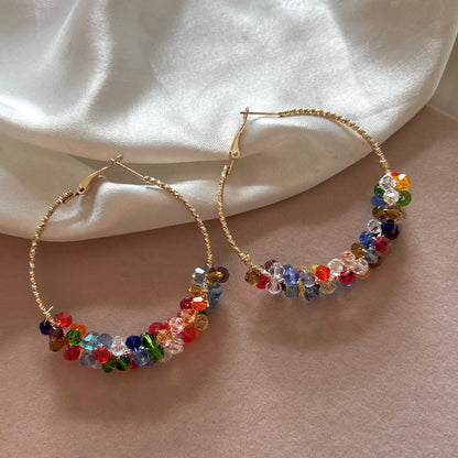 Multi Colour Crystal Hoop Earring
