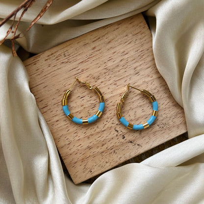 Elsa Blue Gold Metal Earrings