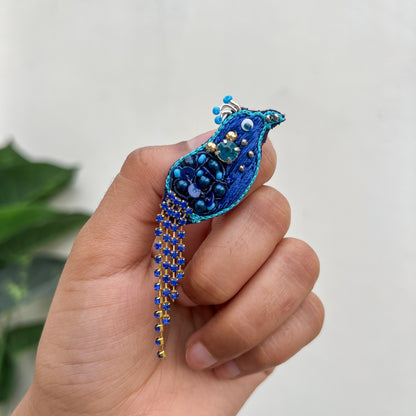 Blue Bird Handmade Beaded Brooch